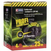 Emos pagarinātāja spole ar zemējumu 4 ligzdām Ip44 25M P084251 Uziemieniem gniazda