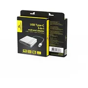 Gembird Usb adapteris Type C multiport ports Hdmi video Usb-C pelēks Adapter wieloportowy typu 3W1 port wideo kolor szary