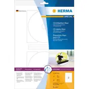 Herma pašlīmējošās etiķetes Maxi 8624 Cd. balta. apaļa. Ø 116 mm. matēts papīrs. 20 gab Etykiety samoprzylepne na papier matowy. szt