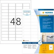 Herma pret laikapstākļiem izturīgas folijas etiķetes A4. 45.7 x 21.2 mm. baltas. īpaši spēcīgas adhēzijas. elastīgas 9536 Odporne na warunki atmosferyczne etykiety foliowe silna
