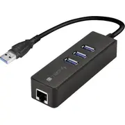Hub Usb Techly 1X Rj-45 3X Usb-A 3.0 Idata-Usb-Etgiga-3U2