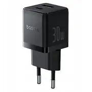 Lādētājs Baseus Sienas atrais ladetajs Palm 30 W Usb Usb-C Qc3.0 Pd3.0 ar kabelis 1 m melns P1011160A113-01 6932172677343 Kabeli