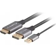 Lanberg kabelis adaptera Hdmi M - Displayport 1M 4K melns Kabel adapter czarny