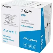 Lanberg Lan kabelis Utp 1Gb/S 305M vads Cca melns Kabel drut czarny