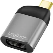 Logilink Usb adapteris Usb-C/M uz Dp/F 8K alumīnija melns/pelēks Cua0204 Adapter typu na aluminium czarny/szary
