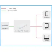 Microconnect Usb adapteris Mc-Poeadapter-60W-Usb-C Poe Fast Ethernet 20 V Adapter adapter