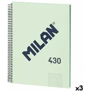 Milāna 430 piezīmjdatoru zaļā krāsa A4 80 kartes 3 gabali Notatnik Milan Kolor Zielony Kartki Sztuk