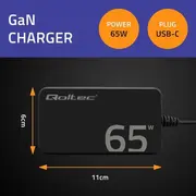 Qoltec 65W Gan Super Fast Slim Pd 5-20V 3.25A Usb-C 3.1 klēpjdatora Macbook viedtālrunis Kabelis Sieciowa Laptop Smartfon Kabel