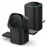 Spigen Essential Ef223Ms Qi2 rotējošais magnētiskais lādētājs Magsafe induktīvā iPhone. Airpods un Apple Watch 15W Melns Rotary Magnetic indukcyjna 3W1 do Black