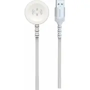 Swissten pīts bezvadu magnētiskais lādētājs Av adapteris Apple Watch metālam. Usb-A balts Adapter Braided Wireless Magnetic Charger For Metal. White