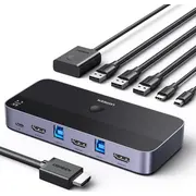 Ugreen slēdzis Cm664 Kvm 3Xusb-A.2Xusb-B.2Xusb-C.3Xhdmi.micro Usb melns Switch czarny