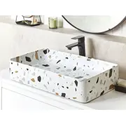 Beliani izlietne Keramikas galda 51 x 34 cm balta ar teraco efektu Nules Umywalka nablatowa ceramiczna efektem lastryko