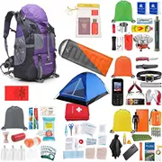 vidaXL pārgājienu mugursoma Escape ar aprīkojuma komplektu viss nepieciešamais Readypack X2 Purple Plecak turystyczny Ewakuacyjny Zestaw Wszystko Co Potrzeba Fioletowy