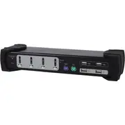 Aprīkot Kvm Switch 4X Usb/Ps2 Dual Monitor melns ar audio 331544 Equip schwarz mit Audio