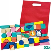 Bino Ses Krāsainie koka kluči 52 31432 Drewniane klocki kolorowe 52Szt.13143