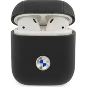 Bmw īstas ādas aizsargmaciņš Airpods 1/2 melns Etui ochronne Geniune Leather do czarne