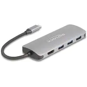 Delock 7 Usb ports 10 Gbps centrmezgls un 4K Hdmi Ausgang Mit tipa C anschluss und Pd 3.0 90 vat Port Hub mit Type-C Anschluss Watt