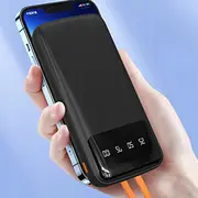 Dudao K6Pro universālā jaudas banka 10000Mah ar Usb kabeli. Type C. Lightning black K6Pro-Black Uniwersalny powerbank kablem Usb. Typ czarny