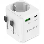 Gembird Universal Travel Adapter ar zemu 20 W balto Uniwersalny adapter uziemieniem 20W