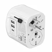 Gembird Universal Travel Adapter ar zemu baltu Uniwersalny adapter uziemieniem 15W