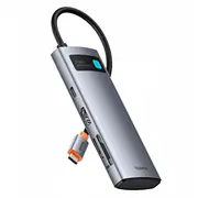 Hub Usb-C baseus Metal Gleam Hdmi 4K 60Hz 3X Usb 3.0 Pd Sd microSd-Grey Baseus 7W1 microSD szary