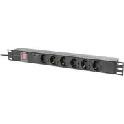 lanberg Pdu statīva strāvas sloksne 19 collas 1U 16A 6X230V schuko 2M melns Listwa rack cali czarna