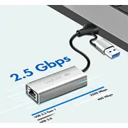 Logilink Usb adapteris Usb-A/-C auf 2.5G Ethernet-Netzwerkadapter grau Adapter