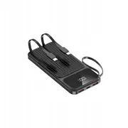 Maxlife jaudas banka ar iebūvētiem kabeļiem Mxpb-06 Pd Qc 22.5W 10000 mAh melns Power bank wbudowanymi kablami czarny