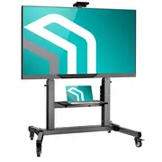 Onkronas mobilā televizora statīva ripojošais ratiņš 50 ir 100 collu ekrāns līdz 120 kg melnu Onkron Mobile Tv Stand Rolling Cart for to 100-Inch Screens up black