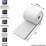 Qoltec termorullis 80X70 Rolka termiczna 55G/M2 10Szt
