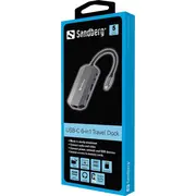 Sandberg Travel Dock Usb-C stacija replikators 136-33 Stacja/Replikator 6W1