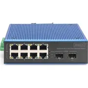 Slēdzis Digitus Industrial 82-Port Fast Ethernet Switch 8 Port Fe Rj45 2 Ge Sfp porti Ports