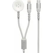 Swissten bezvadu lādētājs 2 vienā Apple pulkstenis un Lightning Av adapteris. Usb-C balts Adapter Wireless Charger 2In1 Watch And Lightning. White