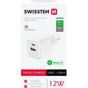 Swissten Travel Charger 12W Usb-C Usb-A