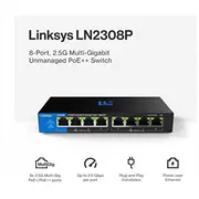 Switch Linksys Switch. Poe. 2.5 gigabitu. nepārvaldīts 8 portu Gigabit. Unmanaged 8-Port