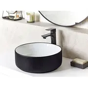 Beliani izlietne Keramikas galda  36 cm balta ar melnu Calig Umywalka nablatowa ceramiczna czarnym