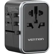 Universāls 65 W Vention Fjfb0 Gan 2Xusb-C 2Xusb-A ceļojumu adapteris Melns Adapter uniwersalny 65W czarny