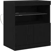 vidaXL Buffet Black Oak Engineered Wood Vidēji plaukti Sānu bufete Bufet Czarny Drewno boczny