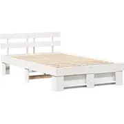 vidaXL gultas rāmis ar galvgali balts 140 x 190 cm priedes masīvkoks Ramka Lite drewno sosnowe