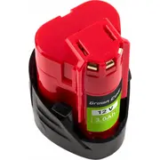 Zaļās šūnas akumulators Milwaukee M12 12V 3Ah nomaiņai B3 4932451388 Green Cell Bateria do zamiennik