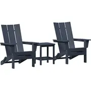 vidaXL dārza komplekts ar 3 gabaliem tumši zils Hdpe. saliekams Adirondack krēsls 74.5X80.5X90 cm sānu galds 38X38X46 Hdpe Zestaw ogrodowy elementami granatowy granatowe Stolik boczny