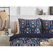 Beliani Madrona kokvilnas gultas veļas komplekts zils 155X220 cm Komplet niebieski
