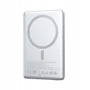 Bwoo īpaši plāna magnētiskā jaudas banka P75 Pd 20W 5000 mAh alumīnija korpusā ar displeju un Usb-C pieslēgvietu sudraba krāsā Ultracienki power bank magnetyczny aluminiowej obudowie portem srebrny