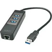 centrmezgls Usb Lindy 1X Rj-45 3X Usb-A 3.0 43176 Hub