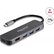 Usb centrmezgls Delock 3P HdmiUsb-CPd 85W 64171 Hub Hub4K