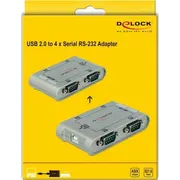 Delock Usb adapteris Usb-A Rs-232 x4 sudrabs 87414 Adapter Srebrny