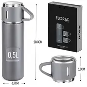 Floria Zln0745 Termoss ar 2 krūzēm komplekts 500Ml Thermos with mugs set