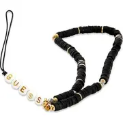 Guess kulons Gustpeark telefona siksniņa melna/melna Heishi krelles Zawieszka Phone Strap czarny/black Beads