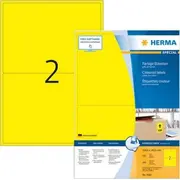 Herma krāsu uzlīmes. 199.6 x 143.5 mm. dzeltenas. noturīga adhēzija 4565 Kolorowe etykiety A4.