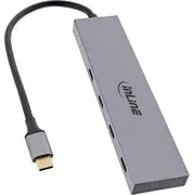 Hub Usb Inline 3.2 Gen.2 centrmezgls. Type-C līdz 4 portu 1 porta jauda 100W. Otg. alumīnija korpuss. pelēks. bez barošanas bloka Hub. to Port power through up aluminum housing. gray. without supply unit